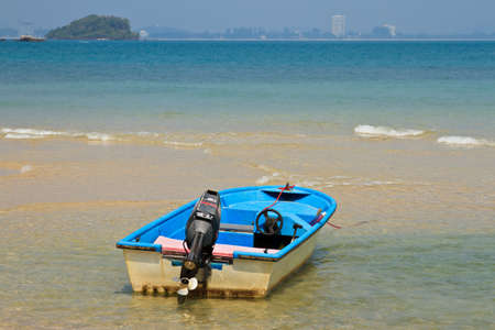 boat on beach samed islandの写真素材