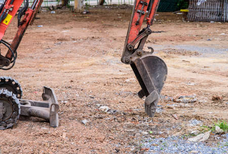 Construction Equipment loader machine during earthmoving works outdoorsの写真素材