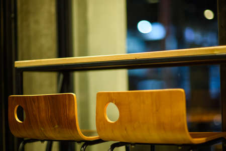Coffee shop bar background with bokeh image .の写真素材