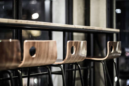 Coffee shop bar background with bokeh image .の写真素材