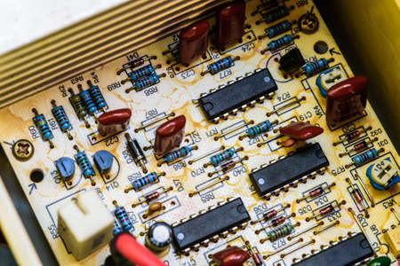 close-up of electronic circuit board processorの写真素材