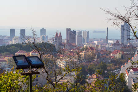 a view of Qingdao from a hillのeditorial素材