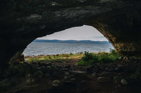 Rocky cave located near Blacwaterfoot Scotland