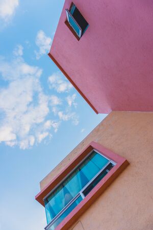 construction with geometric shapes in the afternoon light