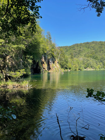 Landscape view of the Plitvice Lakes National Park in Croatiaの写真素材