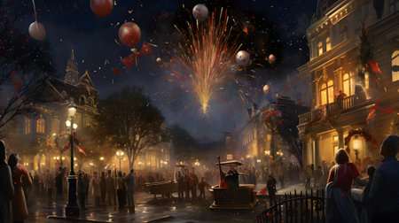 3d rendering of a firework in the streets of London.の素材