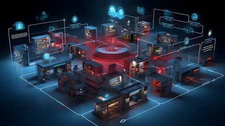 3D rendering of a group of people connected to a computer networkの素材
