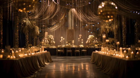 Wedding Ceremony, Banquet Hallrated with Candlesの素材