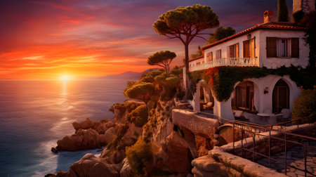 Costa Paradiso at sunset, Calabria, Italy.の素材