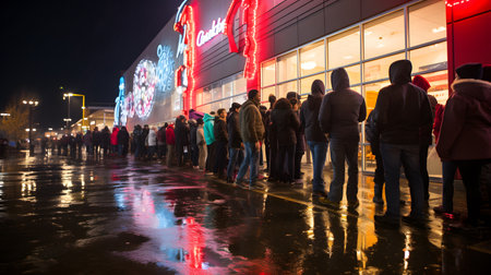 People at shopping mall in Moscow at nightの素材