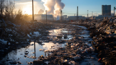 Industrial waste. Pollution of the environment. Ecological catastrophe.の素材