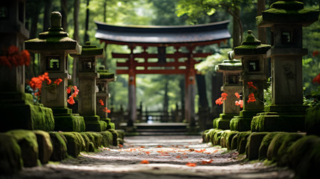 Japanese Shrine in Kyoto, Japan. Beautiful Japanese temple in Kyoto, Japan.の素材