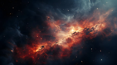 Abstract space background with stars and nebula, 3d render illustrationの素材