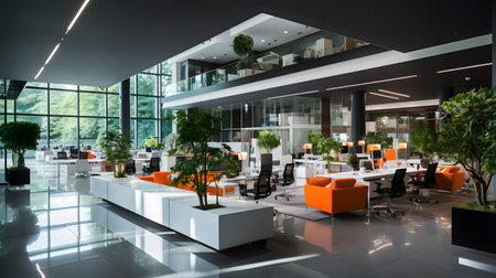 Interior of a modern office. 3d rendering, 3d illustration.の素材
