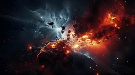 Abstract background image with nebula, stars and galaxies in outer space.の素材