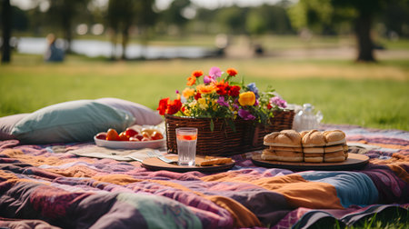 Picnic in the park. Picnic in the fresh air.の素材