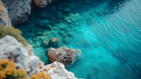 Beautiful seascape with turquoise water and rocks, Greeceの素材