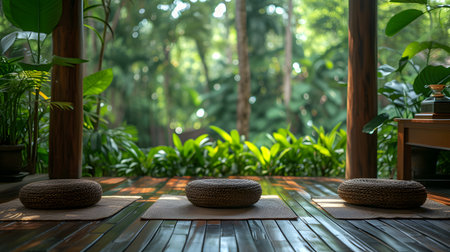 Spa and wellness setting in a tropical garden - 3D renderingの素材
