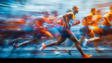 Athletes running at the Stockholm Marathon.の素材