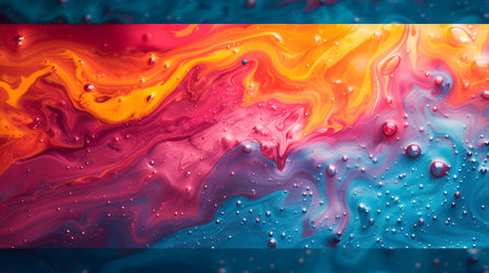 Colorful abstract background of acrylic paints in red, orange and blue colorsの素材