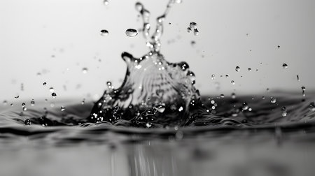 splashes and patterns on the surface of water after a drop of waterの素材