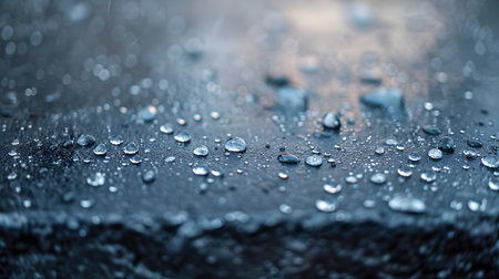 Water drops on a metal surface. Shallow depth of field.の素材