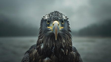 Portrait of an eagle on a foggy background. 3d renderingの素材