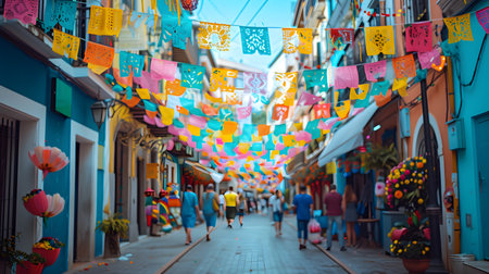 Colorful street in Cartagena, Colombiaの素材