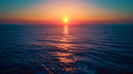 Beautiful sunset over the sea. Sunset over the sea. The sun sets over the sea.の素材