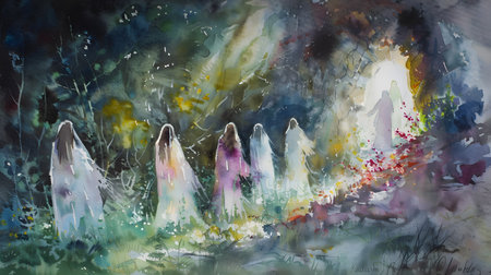 Painting of a fairy tale in the forest. Children's drawing.の素材