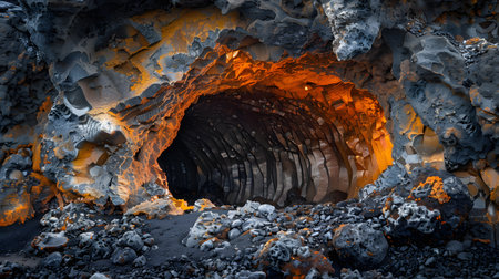 3D CG rendering of active lava flow in Hawaii Volcanoes National Parkの素材
