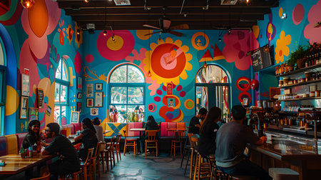 Unidentified people in a coffee shop in Kuala Lumpur, Malaysiaの素材