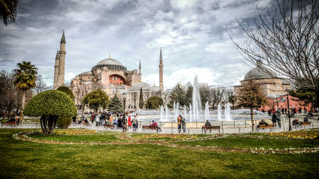 Istanbul, Turkey - 4 March, 2013: View of Hagia Sophia (Ayasofya), historic centre of Istanbul , 1985, Turkey, 6th century.のeditorial素材
