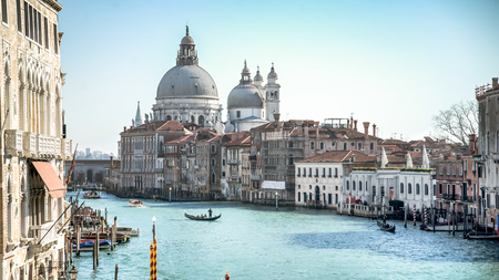 Venice, Italy - February 17, 2015: San Giorgio Maggiore and Grand canal of Veniceのeditorial素材