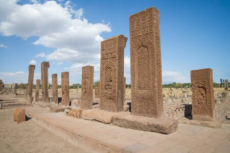 Bitlis, Turkey - September 28, 2013: Seljuk Cemetery of Ahlat, the tombstones of medieval islamic notablesのeditorial素材
