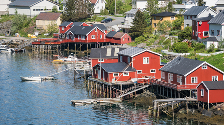 Reine, Norway - June 2, 2016: Scenery from Reine, a famous fishing village in Norwayのeditorial素材