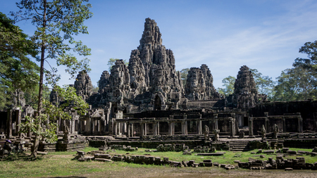 Siem Reap, Cambodia, December 06, 2015: The many face temple of Bayon at the Angkor Wat site in Cambodiaのeditorial素材