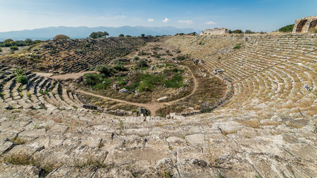 Aydin, Turkey - October 9, 2015: Stadium inside the ancient ruins of Aphrodisias in Geyre, Aydinのeditorial素材