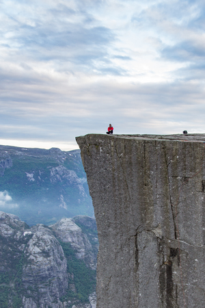 Forsand, Norway - May 28, 2016: View from the top of Preikestolen, Pulpit Rockのeditorial素材