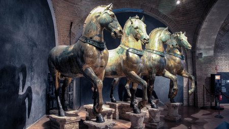 Venice, Italy - February 18, 2015:  The horses of St. Mark's Basilica in Veniceのeditorial素材