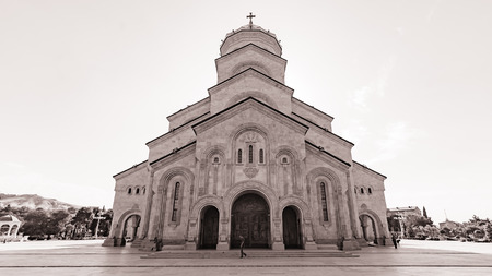 Tbilisi, Georgia - August 6, 2015: The Holy Trinity Cathedral of Tbilisi, Georgiaのeditorial素材