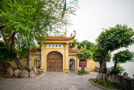 Hanoi, Vietnam - December 04, 2015: Tran Quoc pagoda in early morning in Hanoi, Vietnam. This pagoda is located on a small island near the southeastern shore of West Lake. This is the oldest Buddhist temple in Hanoi.のeditorial素材