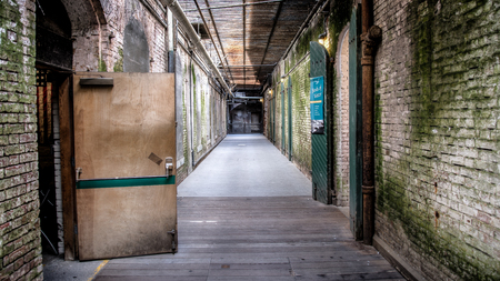 SAN FRANCISCO, CA - August 13, 2014: Interior view of the Alcatraz Island. The Alcatraz island was a federal prison from 1933 until 1963.のeditorial素材