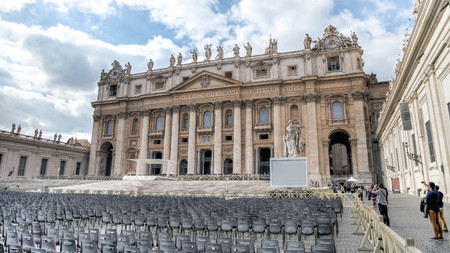 Rome, Italy - February 20, 2015: Entrance to the Basilica di San Pietro, Vatican, Rome, Italyのeditorial素材
