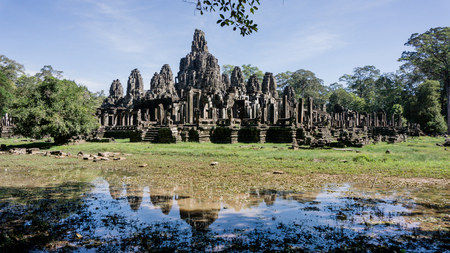 Siem Reap, Cambodia, December 06, 2015: The many face temple of Bayon at the Angkor Wat site in Cambodiaのeditorial素材