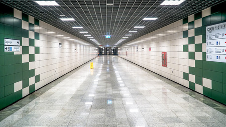Istanbul, Turkey - February 21, 2017: Istanbul metro Sirkeci station corridorのeditorial素材