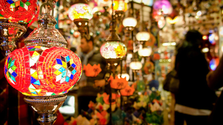 Istanbul, Turkey - March 25, 2012: Colorful Turkish lamps and lanterns in the Grand Bazaar of Istanbul, Turkeyのeditorial素材