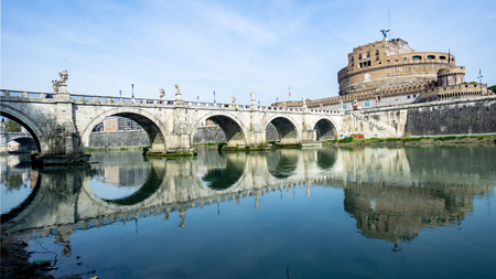 Rome, Italy - April 1, 2017: Bridge to the castle of San Angelo in Rome.のeditorial素材
