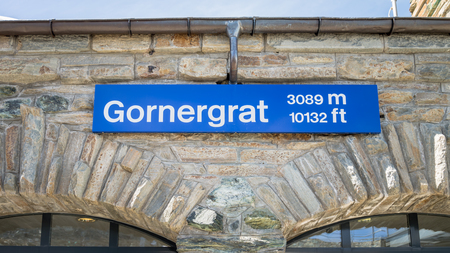 ZERMATT, SWITZERLAND - May 16. 2017: Gornergrat altitude sign at the Gornergrat stationのeditorial素材