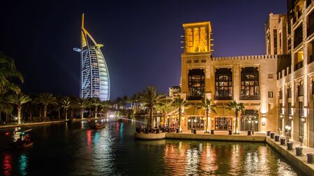 Dubai, UAE - May 31, 2013: Cityscape of Jumeirah beach with Burj El Arab Hotel. Dubai, United Arab Emiratesのeditorial素材